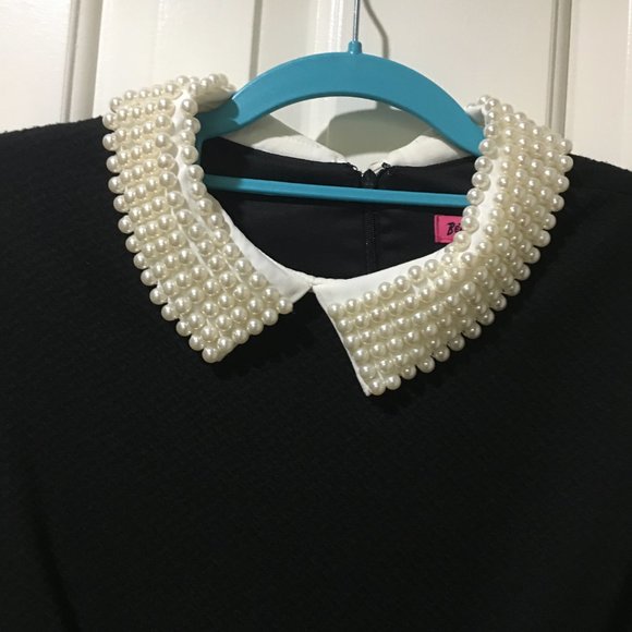 Betsey Johnson Beaded Pearl Peter Pan Collar Dress, sleevelss, size 6 NEW - Picture 3 of 11